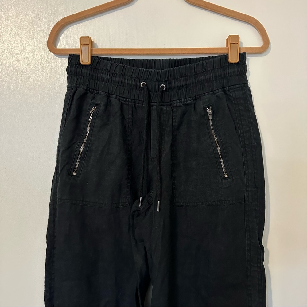 Athleta Cabo Linen Wide Leg Pants Black Womens 4 Minimalist - Picture 4 of 9